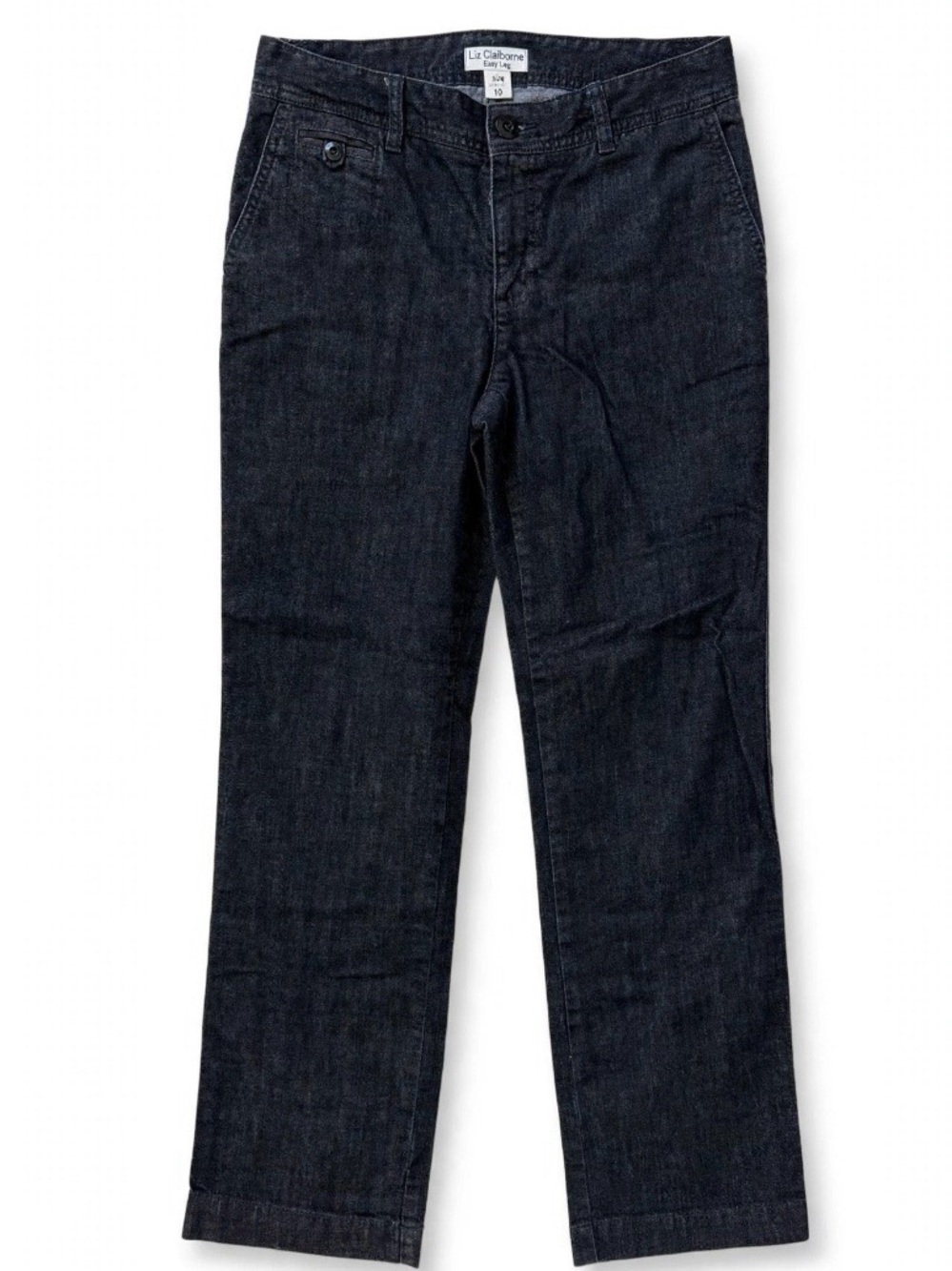 Liz Claiborne Easy Leg Dark Blue Jeans Size 10 classic Flat Front